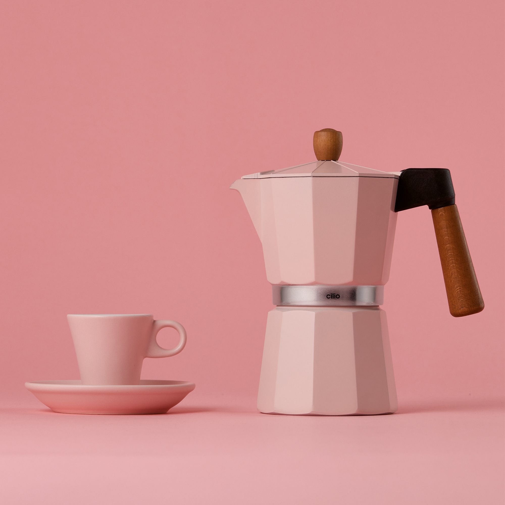 Cilio - Espresso Maker - LEGNO - 6 Cups - pink