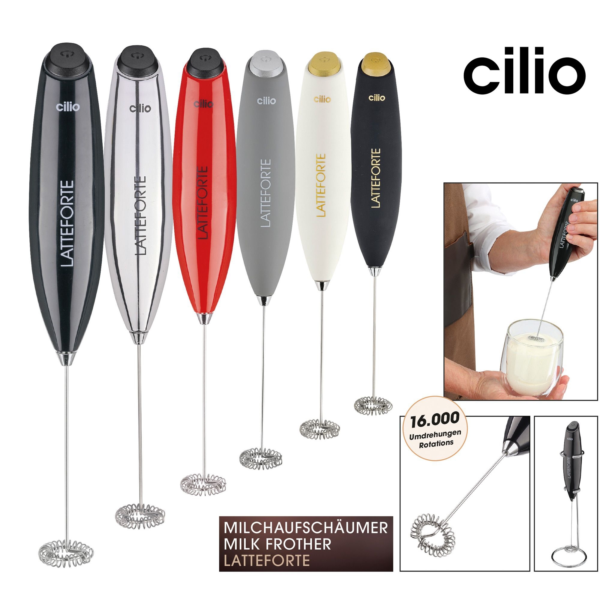 cilio - Milchaufschäumer LATTEFORTE - rot glänzend
