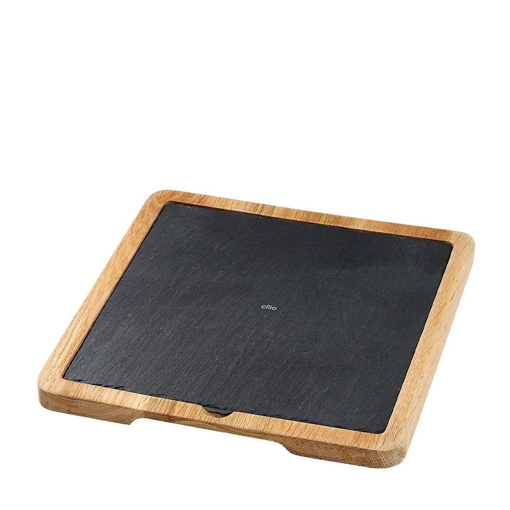 cilio - Schieferplatte mit Holzbrett - quadratisch