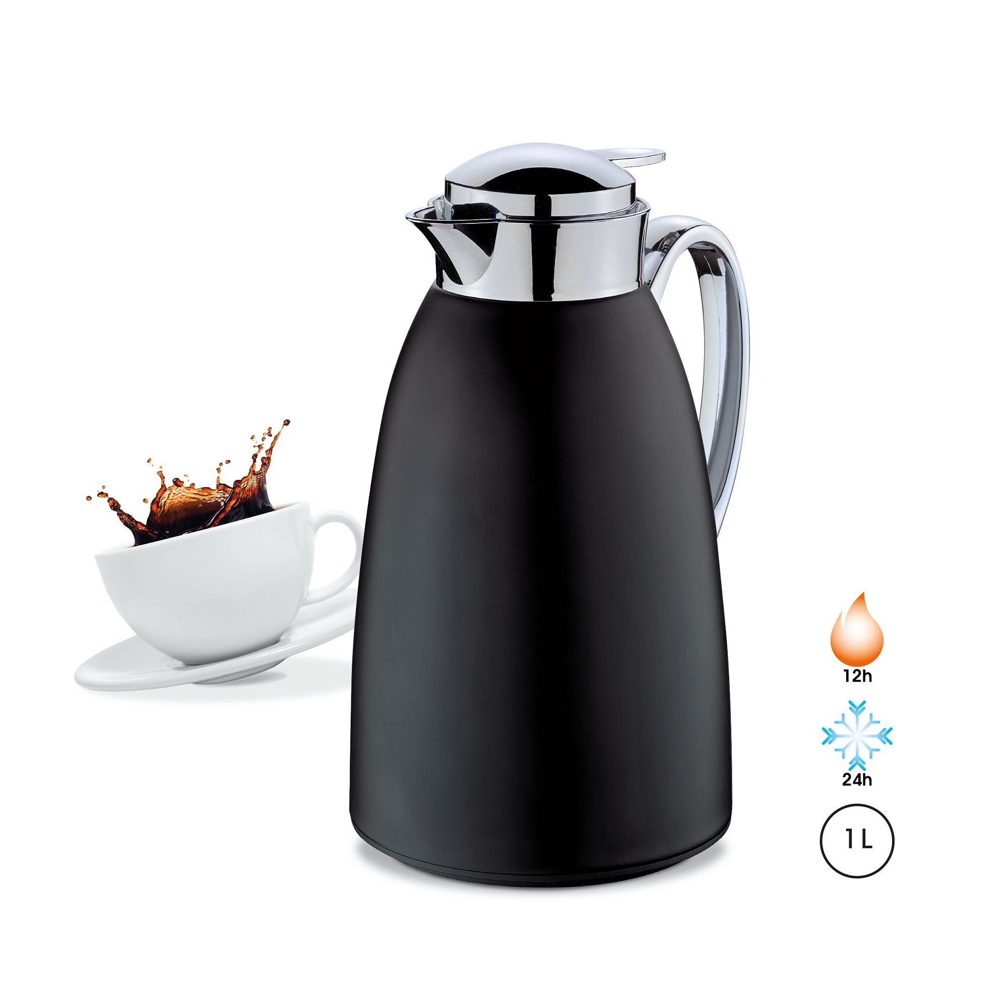 cilio - Isolierkanne - VENEZIA - 1 L - schwarz matt