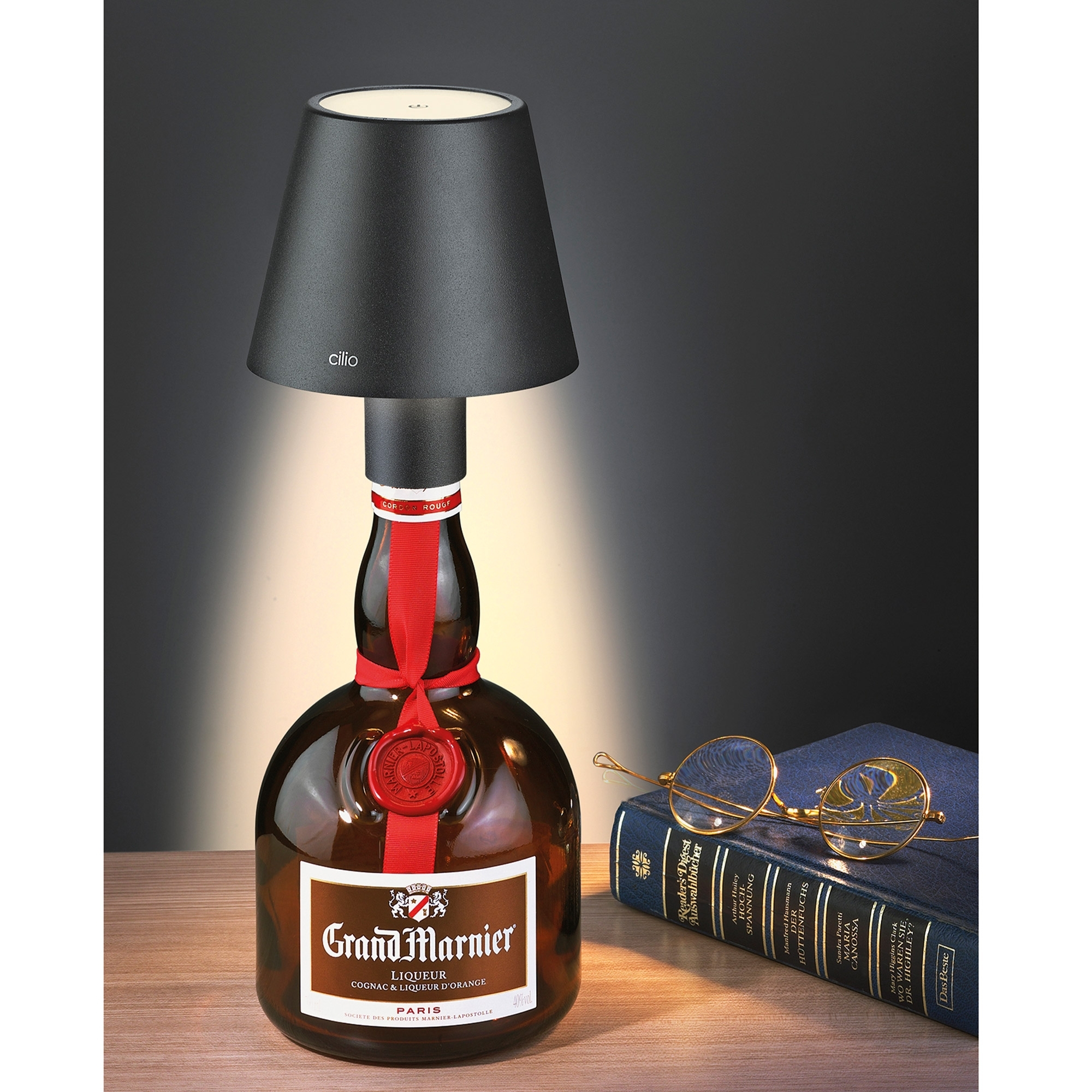 Cilio - LED-Flaschenlampe LUCE - schwarz