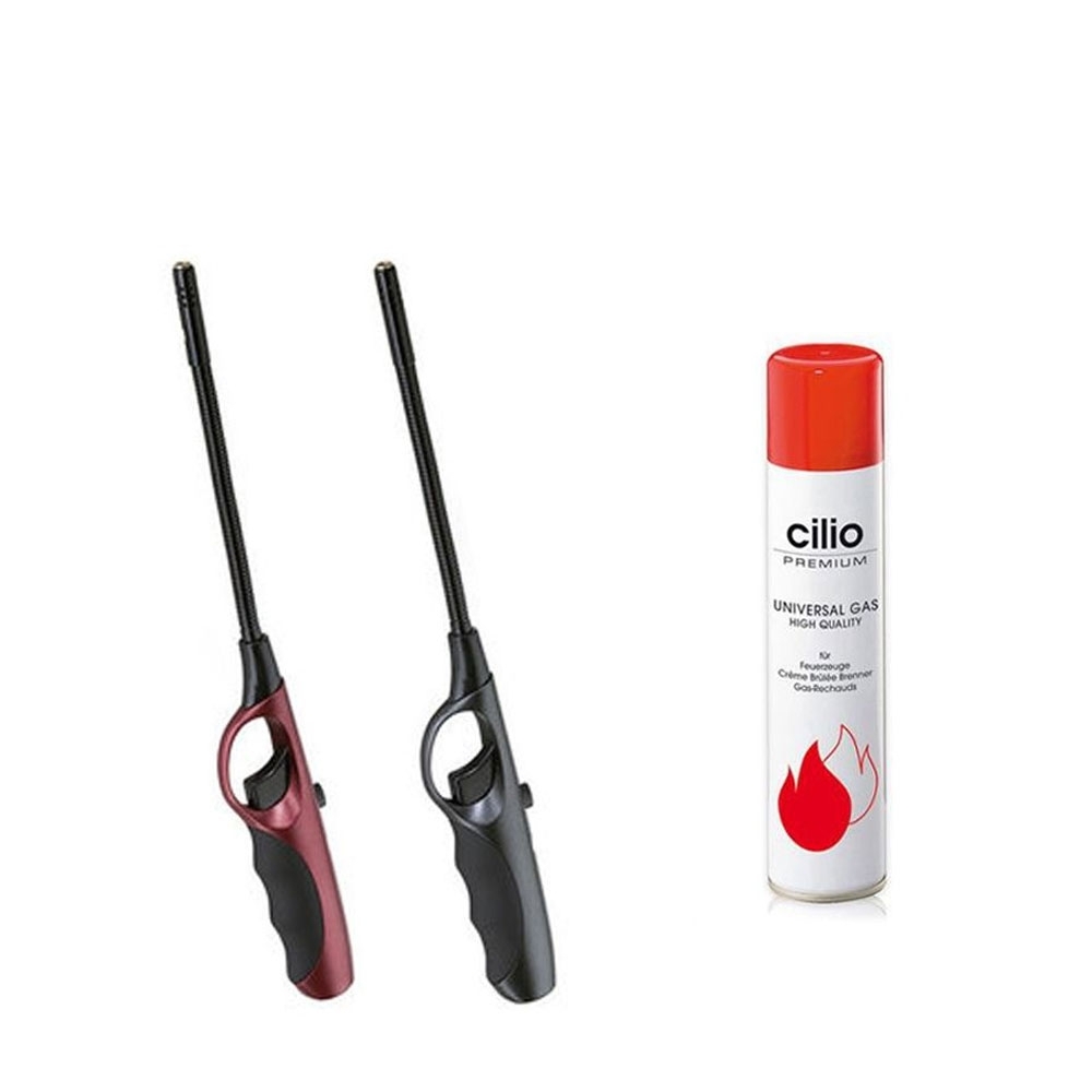 cilio - Stabfeuerzeug "Flexi Turbo" 2er Set + Butangas 300 ml