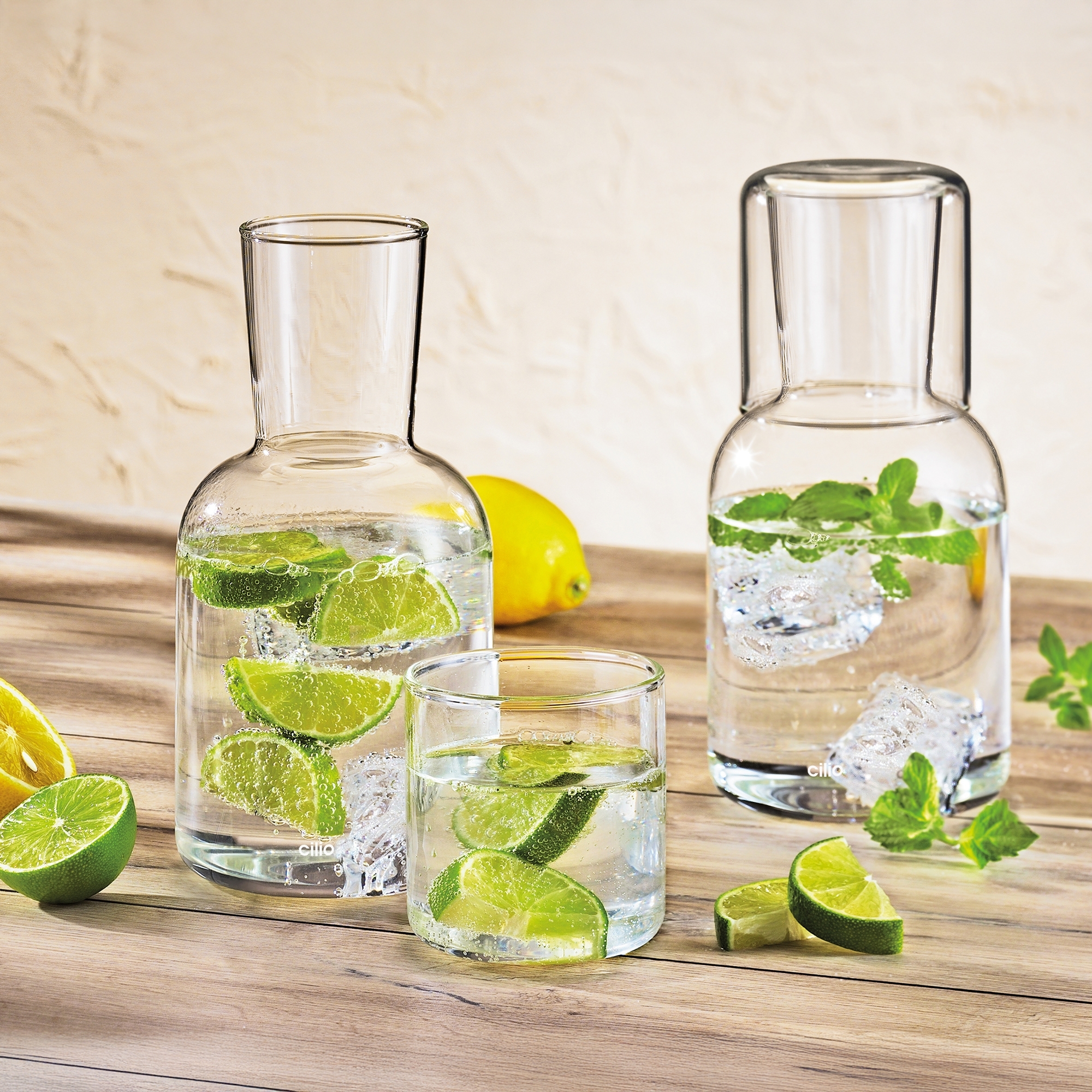 Cilio - Water Carafe with Drinking Glass LORENZO - Transparent