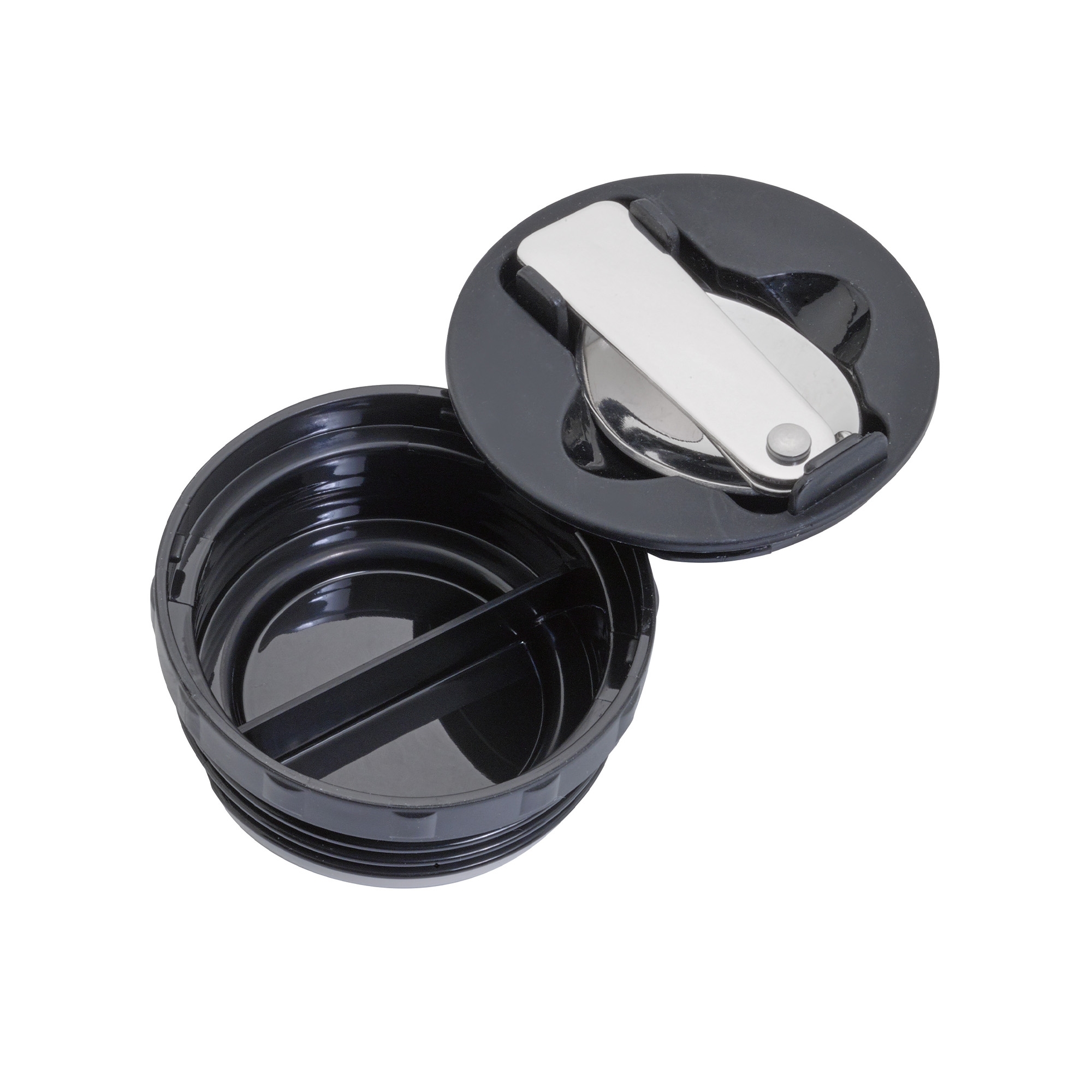 Runder schwarzer Becherdeckel mit Klappverschluss